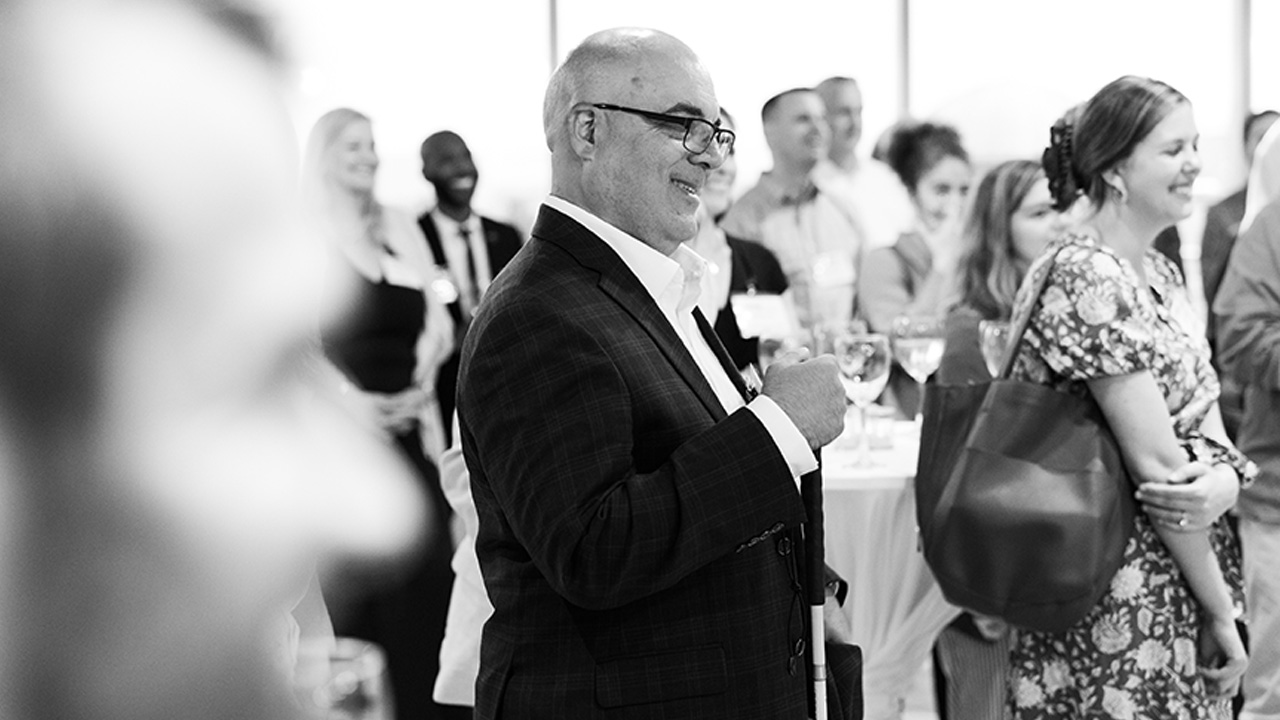 Black and white photo of accessibility expert Luis Perez